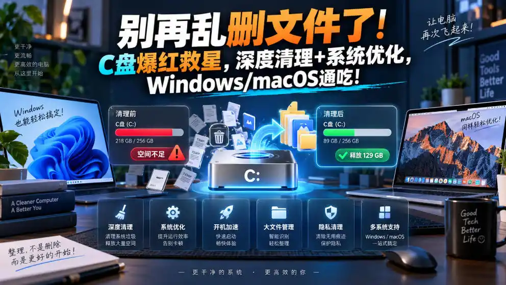 别再乱删文件了!C盘爆红救星,深度清理+系统优化,Windows/macOS通吃!-百盟网