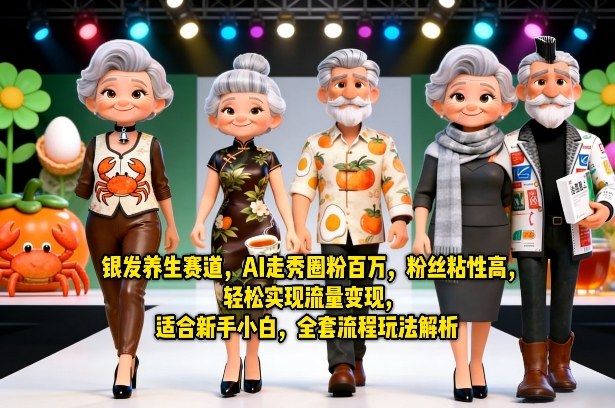 银发养生赛道,AI走秀圈粉百万,粉丝粘性高,轻松实现流量变现,适合新手小白,全套流程玩法解析-百盟网