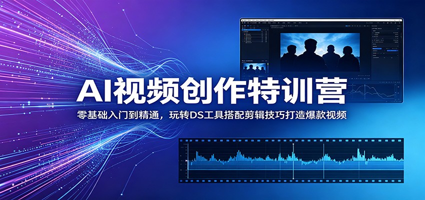 AI视频创作特训营：零基础入门到精通，玩转DS工具搭配剪辑技巧打造爆款视频-百盟网
