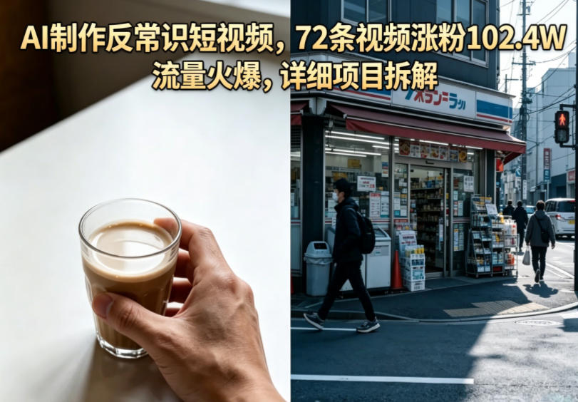 AI制作反常识短视频，72条视频涨粉102.4W，流量火爆，详细项目拆解-百盟网