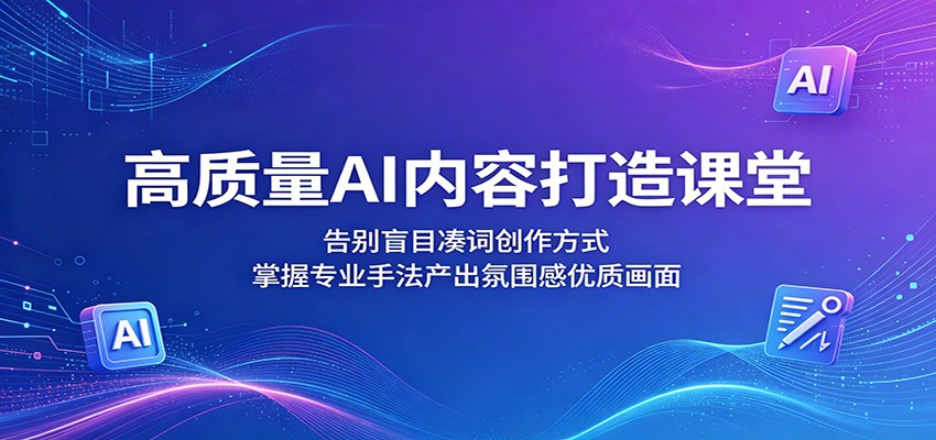 高质量AI内容打造课堂：告别盲目凑词创作方式，掌握专业手法产出氛围感优质画面-百盟网