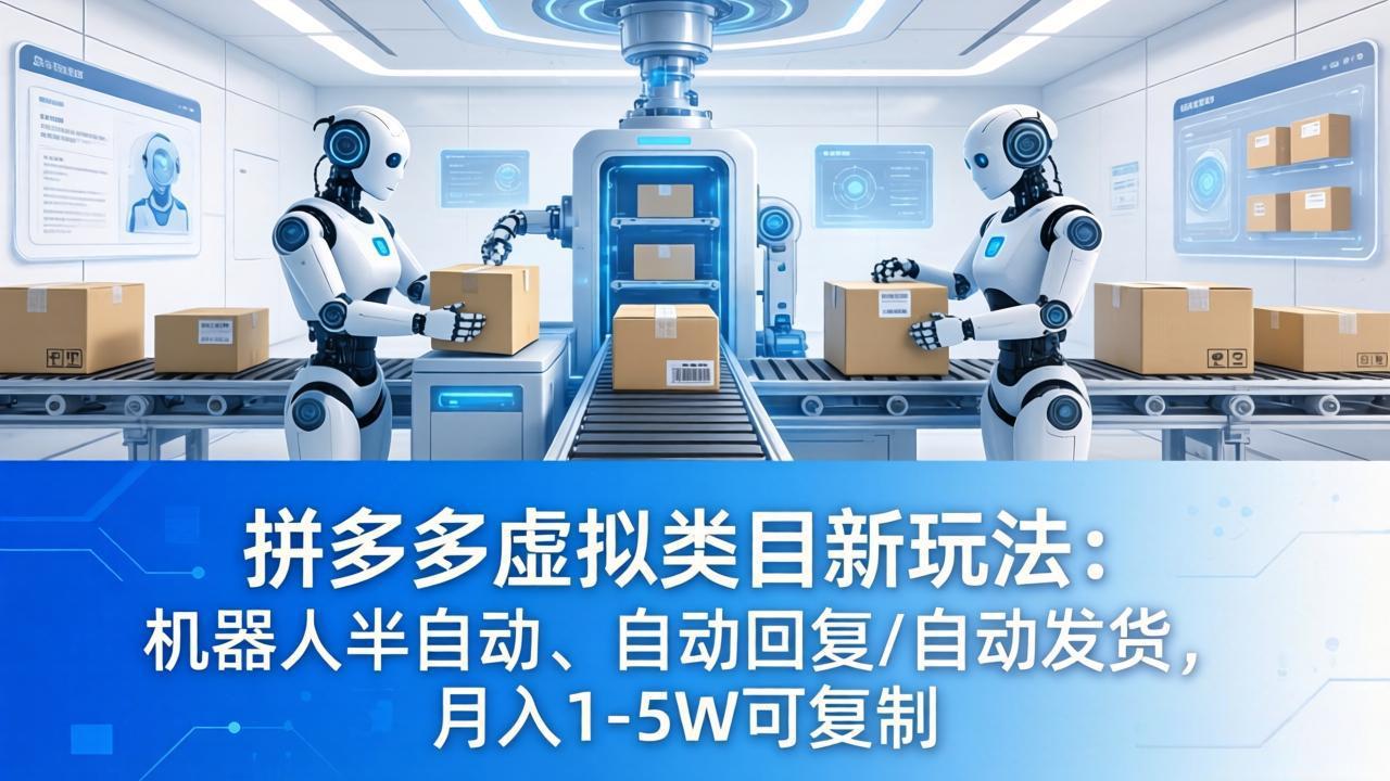拼多多虚拟类目新玩法:机器人半自动、自动回复 /自动发货,月入 1-5W 可复制-百盟网