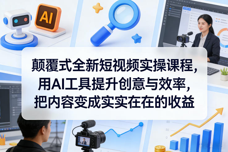 颠覆式全新短视频实操课程,用AI工具提升创意与效率,把内容变成实实在在的收益-百盟网