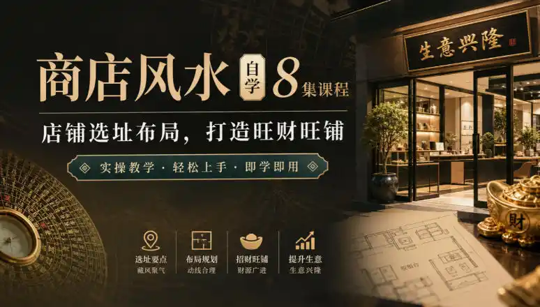 商店风水自学8集课程|店铺选址布局,打造旺财旺铺实操教学-百盟网