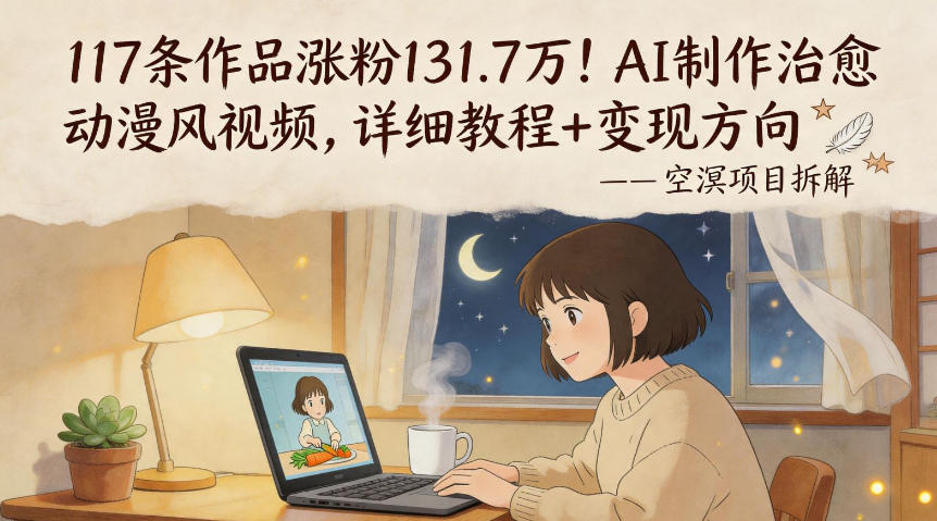 117条作品涨粉131.7W!AI制作治愈动漫风视频,详细教程+变现方向-百盟网