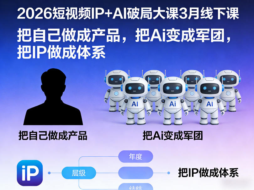 2026短视频IP+AI破局大课3月线下课，把自己做成产品，把Ai变成军团，把IP做成体系-百盟网