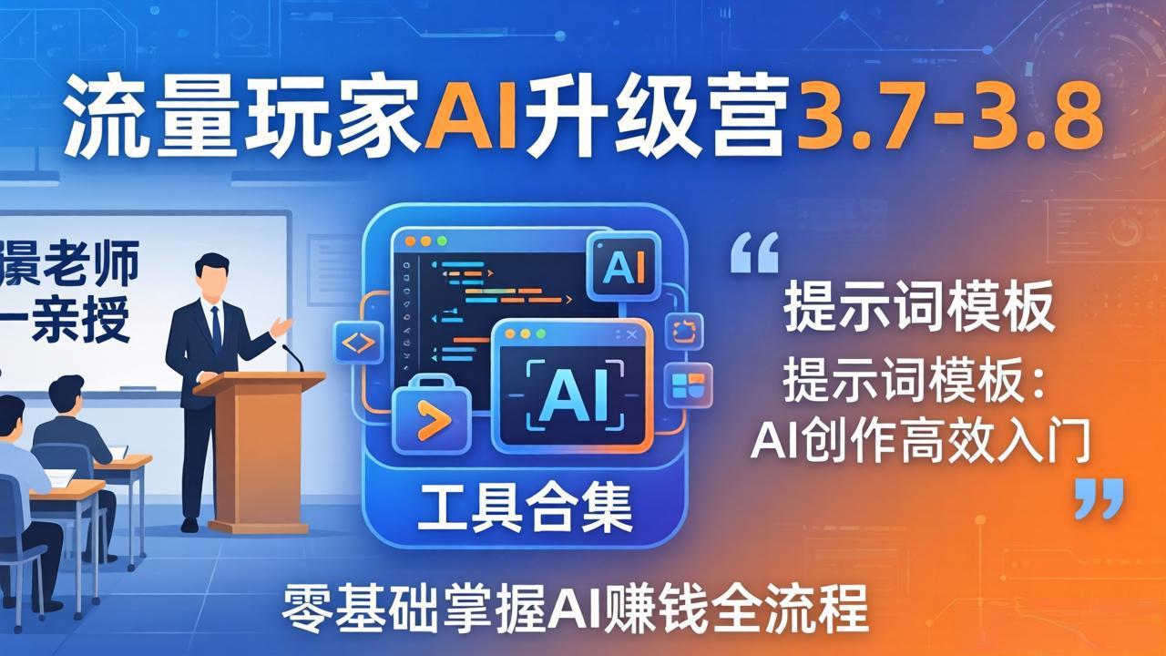 流量玩家AI升级营3.7-3.8全套资料:多老师亲授+工具合集+提示词模板,零基础掌握AI赚钱全流程-百盟网