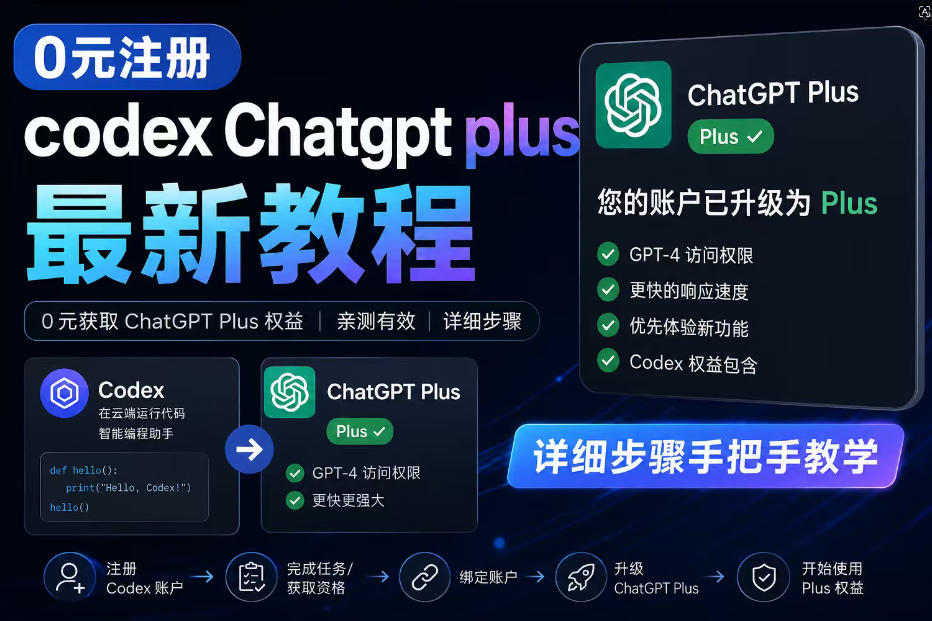 0元全自动注册codex gpt plus最新教程,0元获取GPT Plus权益,手把手详细教学-百盟网