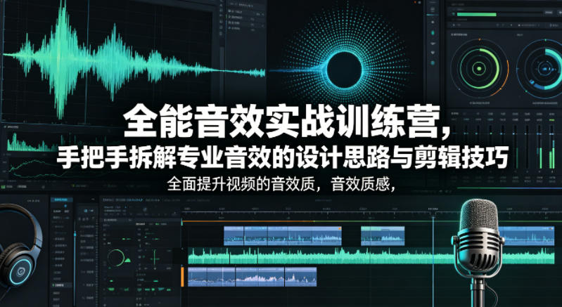全能音效实战训练营,手把手拆解专业音效的设计思路与剪辑技巧,全面提升视频的音效质感-百盟网