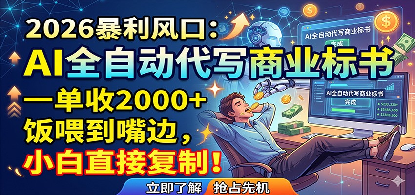AI全自动代写商业标书，一单收2000+，饭喂到嘴边，小白直接复制-百盟网