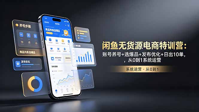 闲鱼无货源电商特训营：账号养号+选爆品+发布优化+日出10单，从0到1系统运营-百盟网