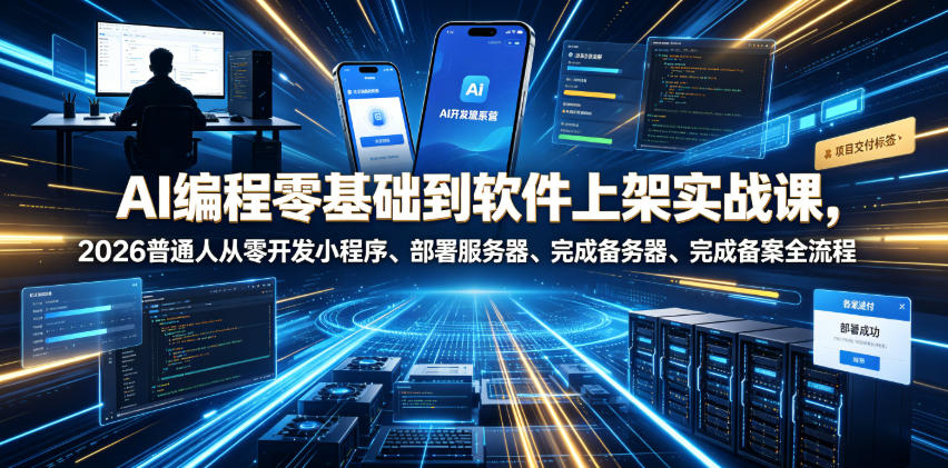 AI编程零基础到软件上架实战课，2026普通人从零开发小程序、部署服务器、完成备案全流程项目落地教程-百盟网