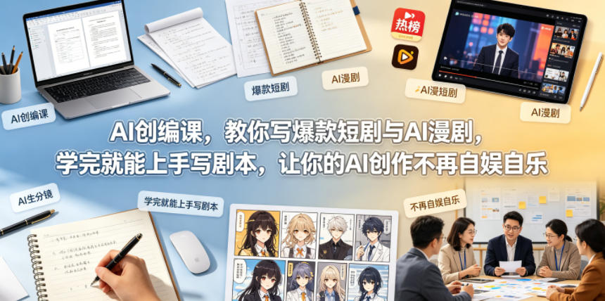 AI创编课,教你写爆款短剧与AI漫剧,学完就能上手写剧本,让你的AI创作不再自娱自乐(更新0521)-百盟网