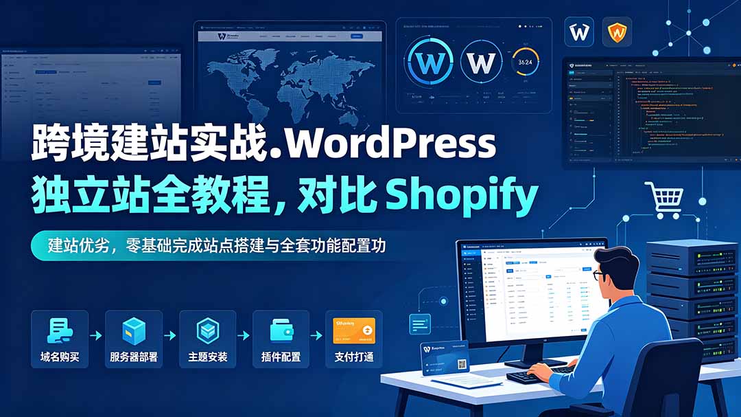 跨境建站实战:WordPress 独立站全教程,对比 Shopify 建站优劣,零基础完成站点搭建与全套功能配置-百盟网