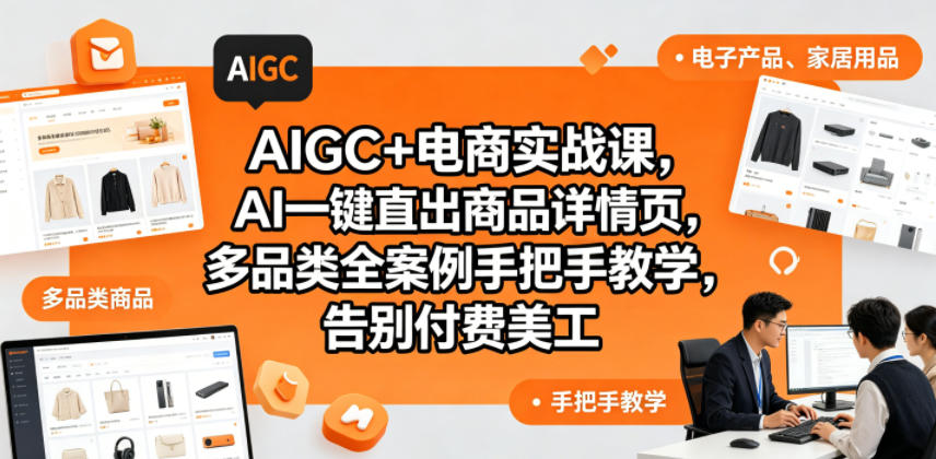AIGC+电商实战课，AI一键直出商品详情页，多品类全案例手把手教学，告别付费美工(更新0704)-百盟网