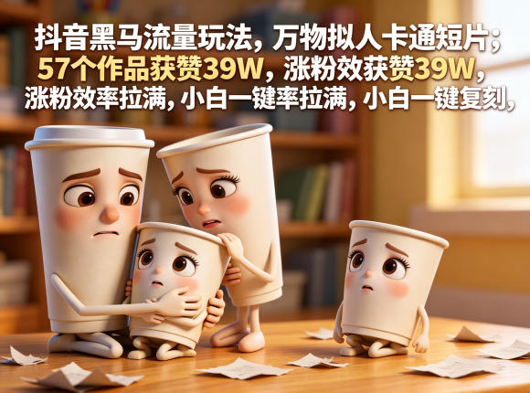抖音黑马流量玩法，万物拟人卡通短片，57个作品获赞39W，涨粉效率拉满，小白一键复刻，保姆级拆解-百盟网