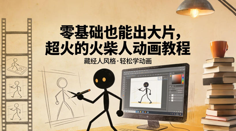 零基础也能出大片,超火的火柴人动画教程(藏经人风格)-百盟网