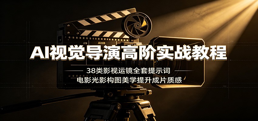 AI视觉导演高阶实战教程:38类影视运镜全套提示词,电影光影构图美学提升成片质感-百盟网