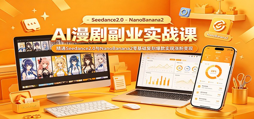 AI漫剧副业实战课：精通Seedance2.0与NanoBanana2零基础复刻爆款实现涨粉变现-百盟网