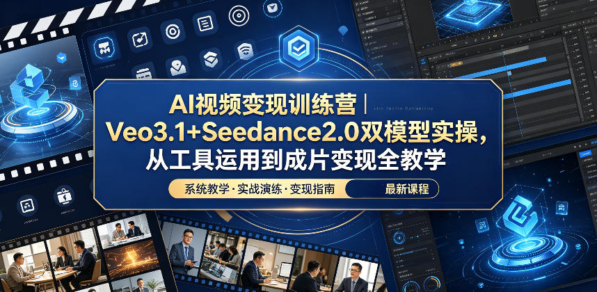 AI视频变现训练营｜Veo3.1+Seedance2.0双模型实操，从工具运用到成片变现全教学-百盟网