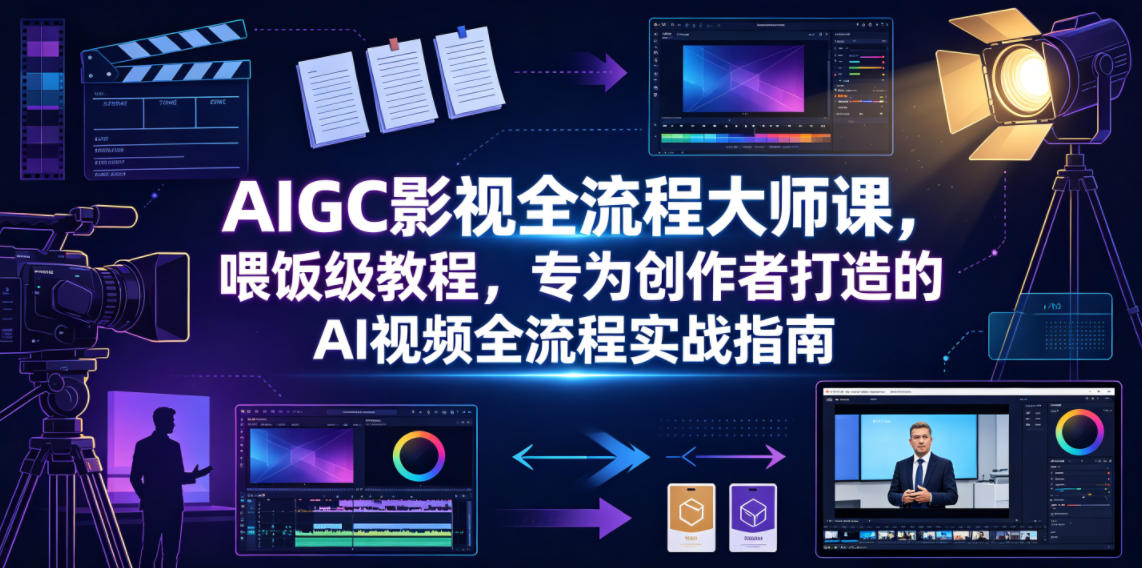 AIGC影视全流程大师课，喂饭级教程，专为创作者打造的AI视频全流程实战指南-百盟网