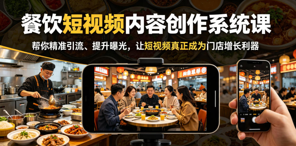 餐饮短视频内容创作系统课，帮你精准引流、提升曝光，让短视频真正成为门店增长利器-百盟网