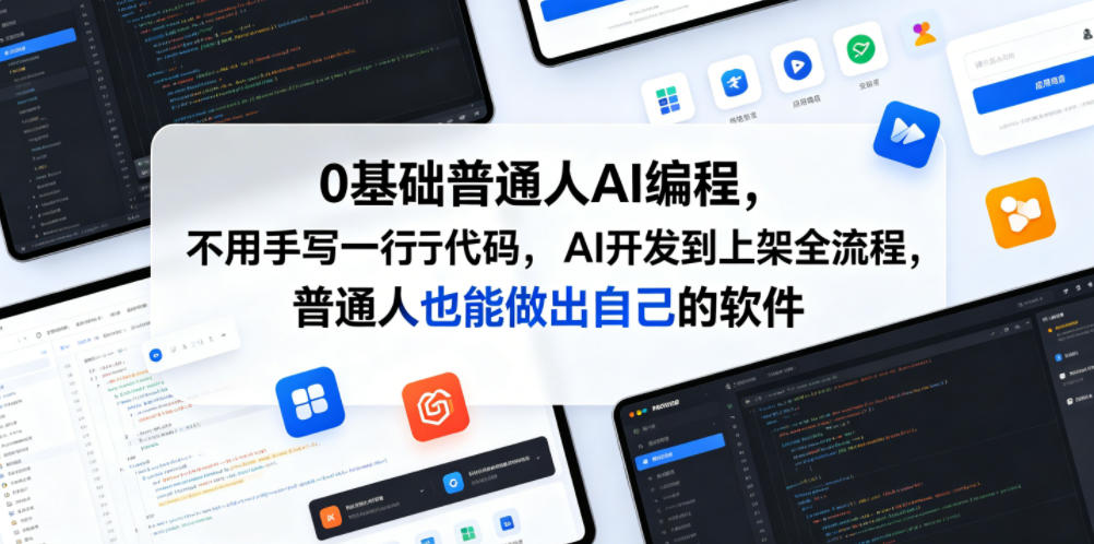 0基础普通人AI编程，不用手写一行代码，AI开发到上架全流程，普通人也能做出自己的软件-百盟网