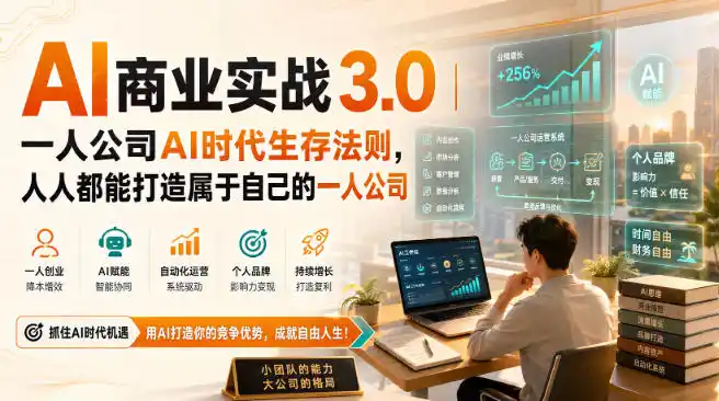 AI商业实战3.0｜一人公司AI时代生存法则，人人都能打造属于自己的一人公司-百盟网