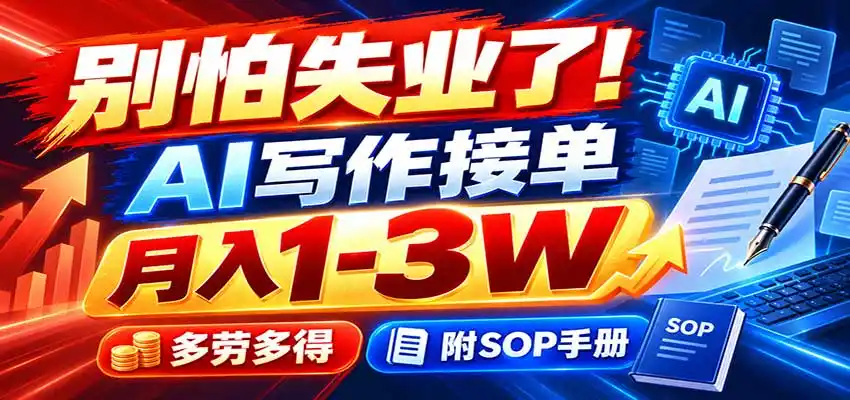 别怕失业了！AI写作接单月入1-3W，多劳多得，附SOP手册-百盟网