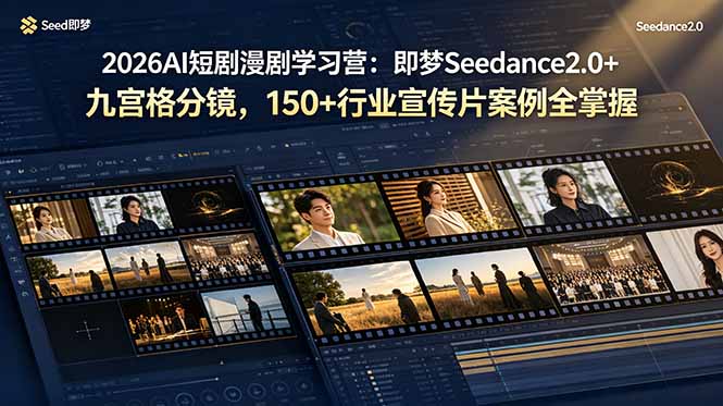 2026AI短剧漫剧学习营:即梦Seedance2.0+九宫格分镜,150+行业宣传片案例全掌握-百盟网