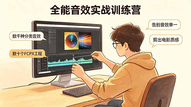全能音效实战训练营：数千种分类音效+数十个FCPX工程，告别音效单一，剪出电影质感-百盟网