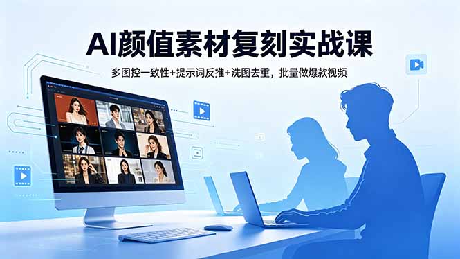 AI颜值素材复刻实战课，多图控一致性+提示词反推+洗图去重，批量做爆款视频-百盟网
