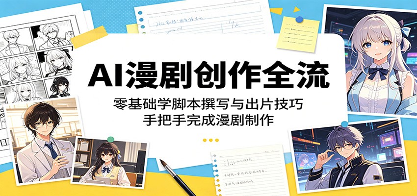 AI漫剧创作全流程：零基础学脚本撰写与出片技巧，手把手完成漫剧制作-百盟网