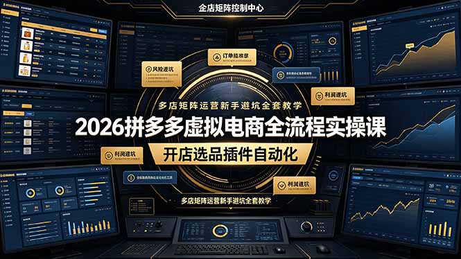 2026拼多多虚拟电商全流程实操课，开店选品插件自动化，多店矩阵运营新手避坑全套教学-百盟网