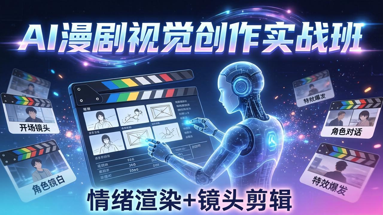 AI漫剧视觉导演思维实战班，从脚本到成片全掌握，分镜设计情绪渲染一站学会-百盟网