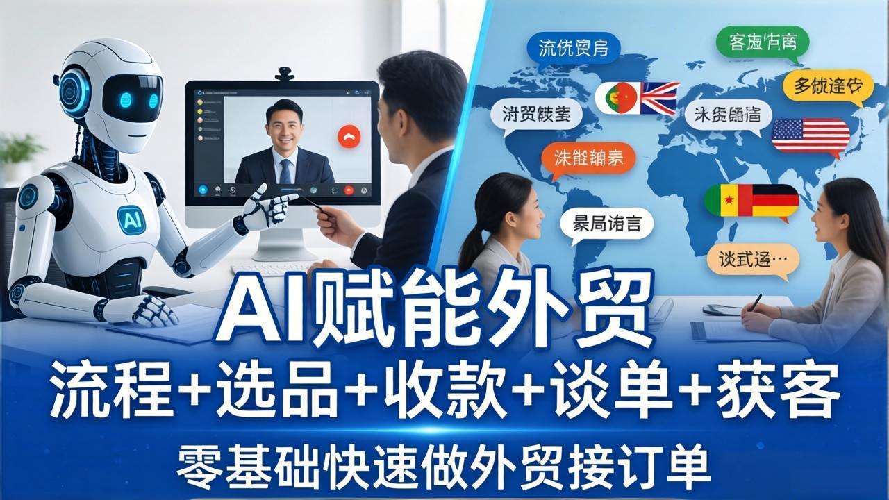 外贸+AI实战课：流程+选品+收款+谈单+获客，零基础快速做外贸接订单-百盟网