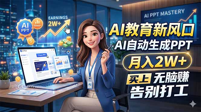 AI教育新风口，AI自动生成PPT，月入2W+，无脑赚，告别打工-百盟网