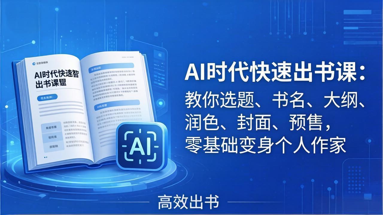 AI时代7天闪电出书课:教你选题、书名、大纲、润色、封面、预售,零基础变身个人作家-百盟网