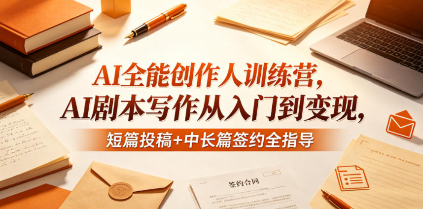 AI全能创作人训练营,AI剧本写作从入门到变现,短篇投稿+中长篇签约全指导-百盟网