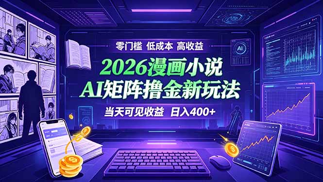 爆款小说漫画大阅读 ai矩阵操作 当天可见收益 日入400+ 零门槛 高收益-百盟网