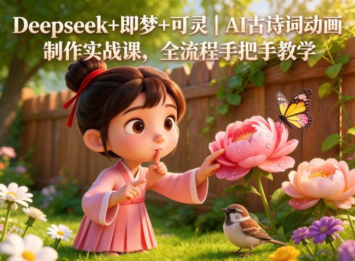 Deepseek+即梦+可灵｜AI古诗词动画制作实战课，全流程手把手教学-百盟网