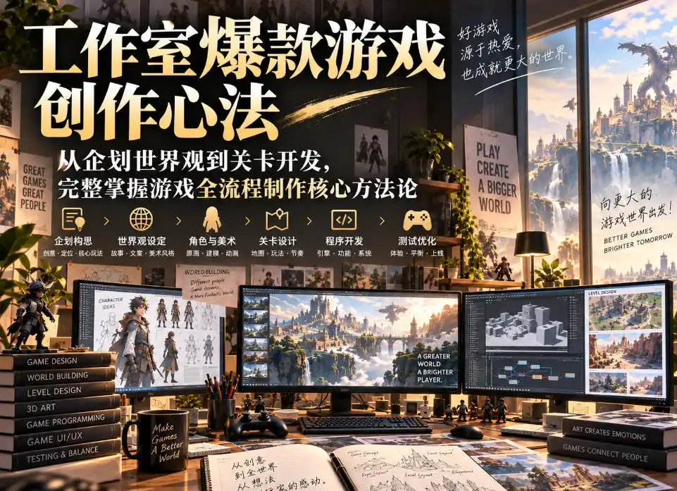 工作室爆款游戏创作心法｜从企划世界观到关卡开发，完整掌握游戏全流程制作核心方法论-百盟网