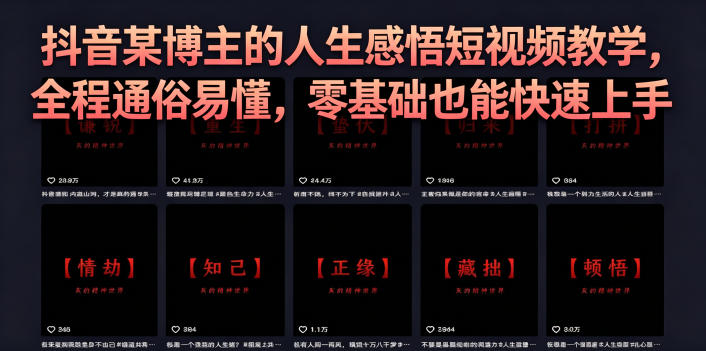 抖音某博主的灰太狼人生感悟短视频教学，全程通俗易懂，零基础也能快速上手-百盟网