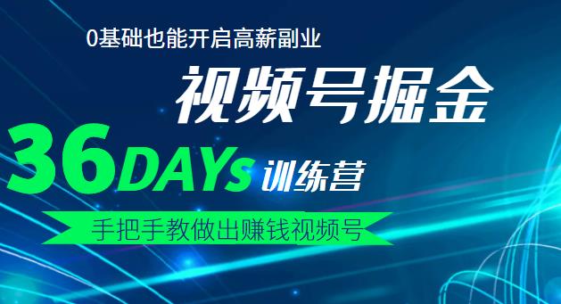 【视频号掘金营】36天手把手教做出赚钱视频号,0基础也能开启高薪副业-百盟网