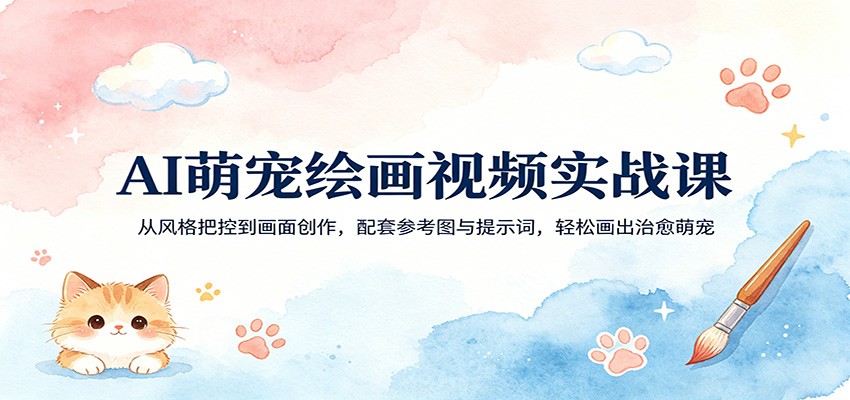 AI萌宠绘画视频实战课:从风格把控到画面创作,配套参考图与提示词,轻松画出治愈萌宠-百盟网
