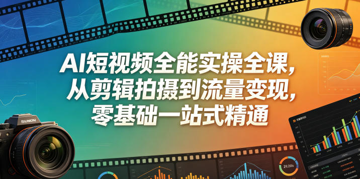AI短视频全能实操全课，从剪辑拍摄到流量变现，零基础一站式精通-百盟网