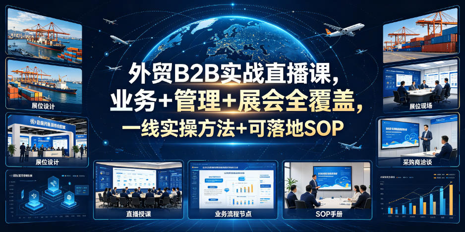 外贸B2B实战直播课,业务+管理+展会全覆盖,一线实操方法+可落地SOP