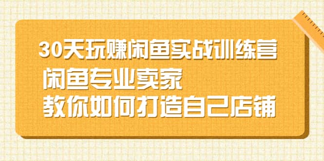 30天玩赚闲鱼实战训练营,闲鱼专业卖家教你如何打造自己店铺-百盟网