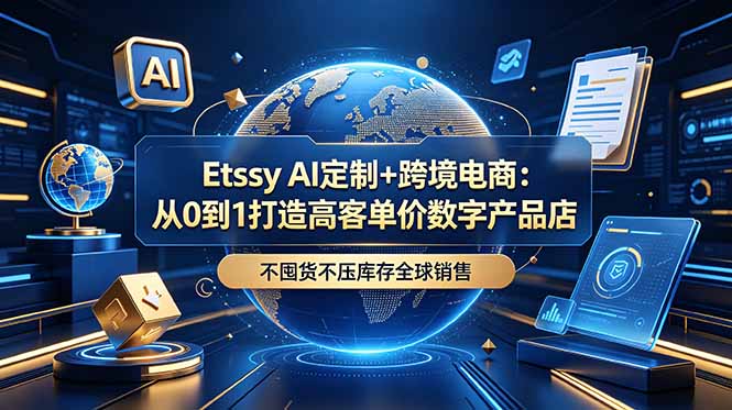 Etsy AI定制+跨境电商:从0到1打造高客单价数字产品店,不囤货不压库存全球销售-百盟网