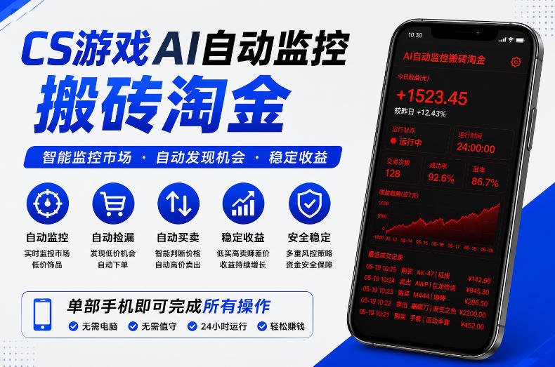 CS游戏AI自动监控搬砖淘金，稳定运行多年，支持任何形式验证，日入300+【揭秘】-百盟网